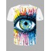 Men Casual O Neck Eye Print Multicolor T-shirt